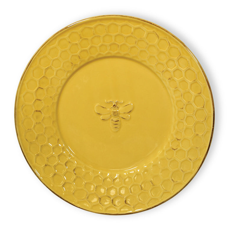 Yellow Bumble Bee Honeycomb Plates, Set of 4,plates,Adley & Company Inc.
