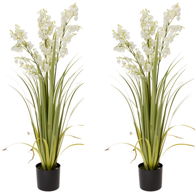 White Bellflower Lily of The Valley Artificial Grass, 36" tall