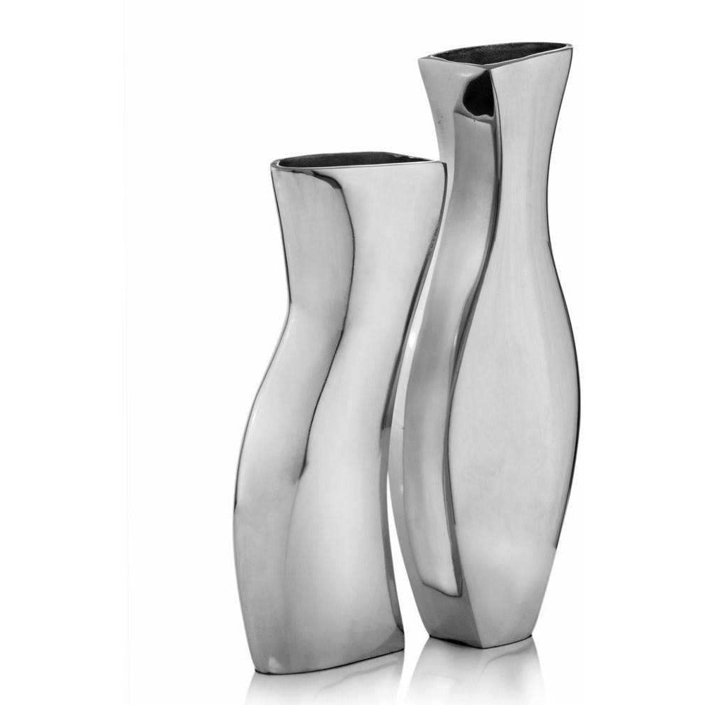 Silver Metal Modern Vases, Set of 2,modern vase,Adley & Company Inc.