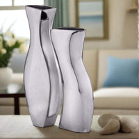 Silver Metal Modern Vases, Set of 2,modern vase,Adley & Company Inc.