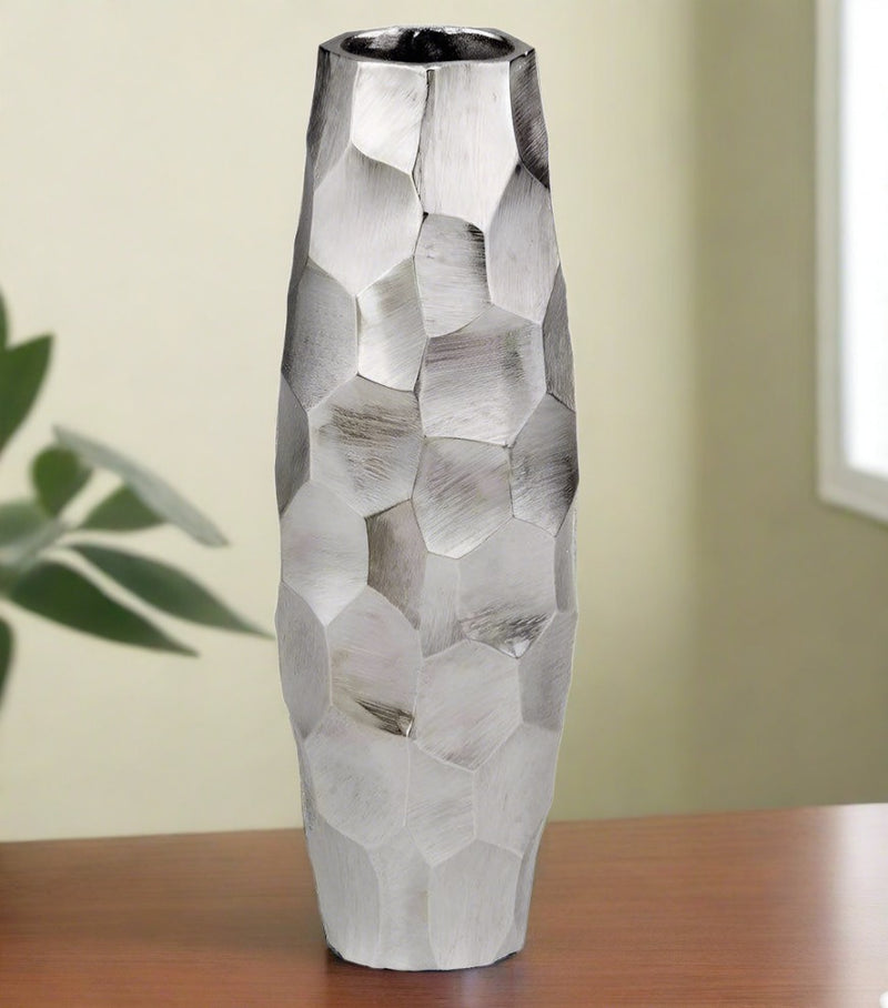 Silver Geometric Table Vase,Vase,Adley & Company Inc.
