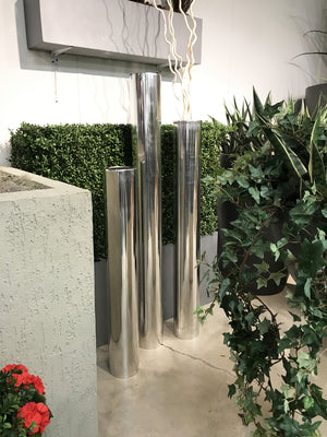 Tall Modern Silver Metal Floor Vase