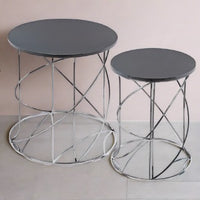 Nested Swirl White or Black Marble Tables - Set of 2,side table,Adley & Company Inc.