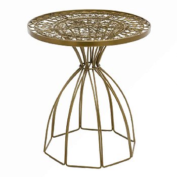 Round Glass Top Wire Work Side Table,nesting table,Adley & Company Inc.