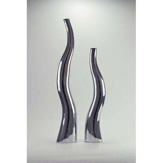 Contemporary Silver Wiggly Floor Vases,Vase,Adley & Company Inc.