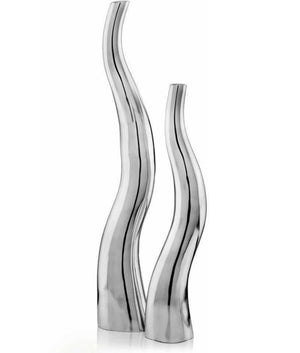 Contemporary Silver Wiggly Floor Vases,Vase,Adley & Company Inc.