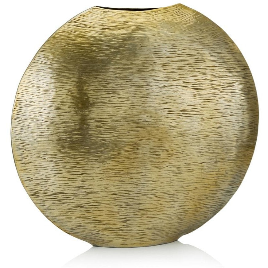 Round Hammered Gold Metallic Vase,vase,Adley & Company Inc.