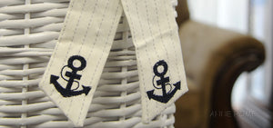 Set of 5 Rectangle White & Navy Blue Willow Baskets, Hamper