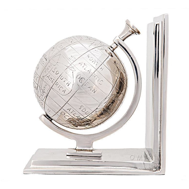 Silver Globe Bookend Set,bookend,Adley & Company Inc.