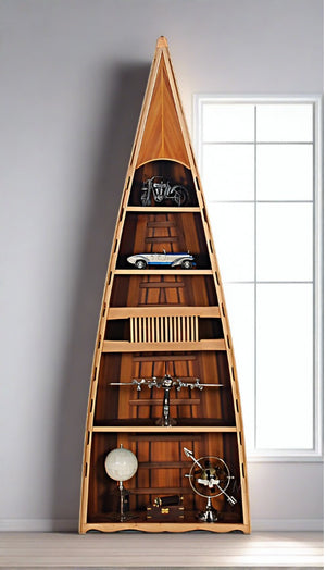 Hand Crafted Wooden Canoe Book Shelf