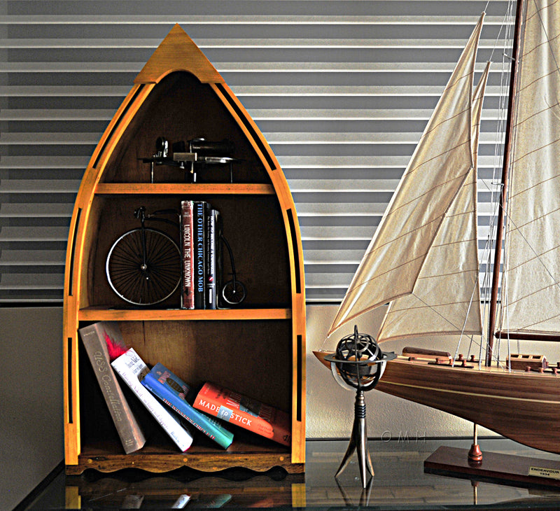 Hand Crafted Wooden Canoe Book Shelf