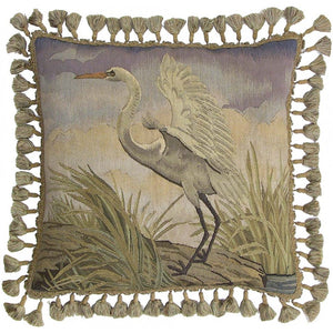 White Stork Woven Luxury Aubusson Cushion
