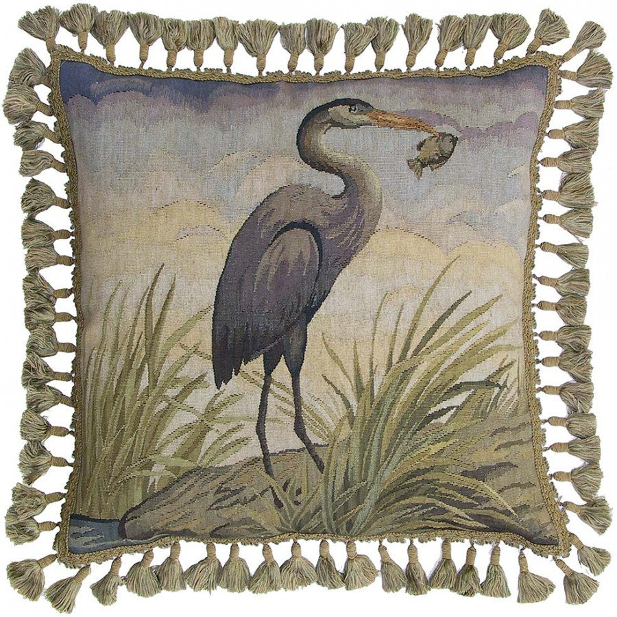 Blue Heron Down Filled Aubusson Luxury Pillow - Adley & Company Inc. 