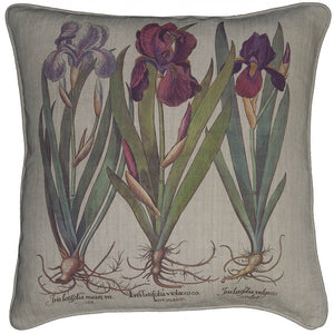 Down Filled Vintage Floral Linen Throw Pillow,throw pillow,Adley & Company Inc.