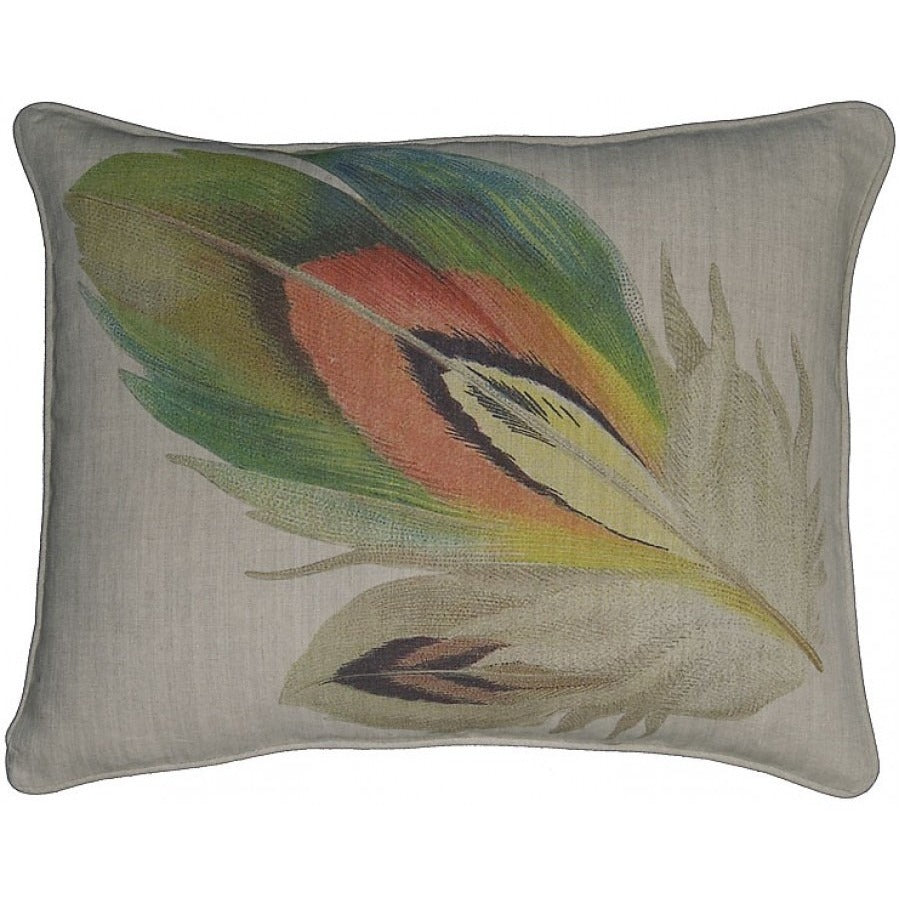 Feather Printed Linen Throw Pillow,throw pillow,Adley & Company Inc.