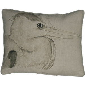 Stork Printed Linen Accent Pillow