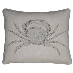 Down Filled Linen Pillow with Vintage Crab Print,throw pillow,Adley & Company Inc.