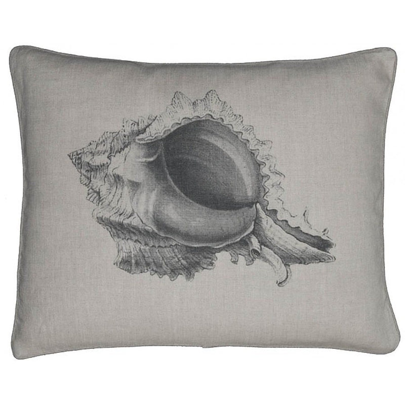 Vintage Conch Shell Printed Linen Throw Pillow,throw pillow,Adley & Company Inc.