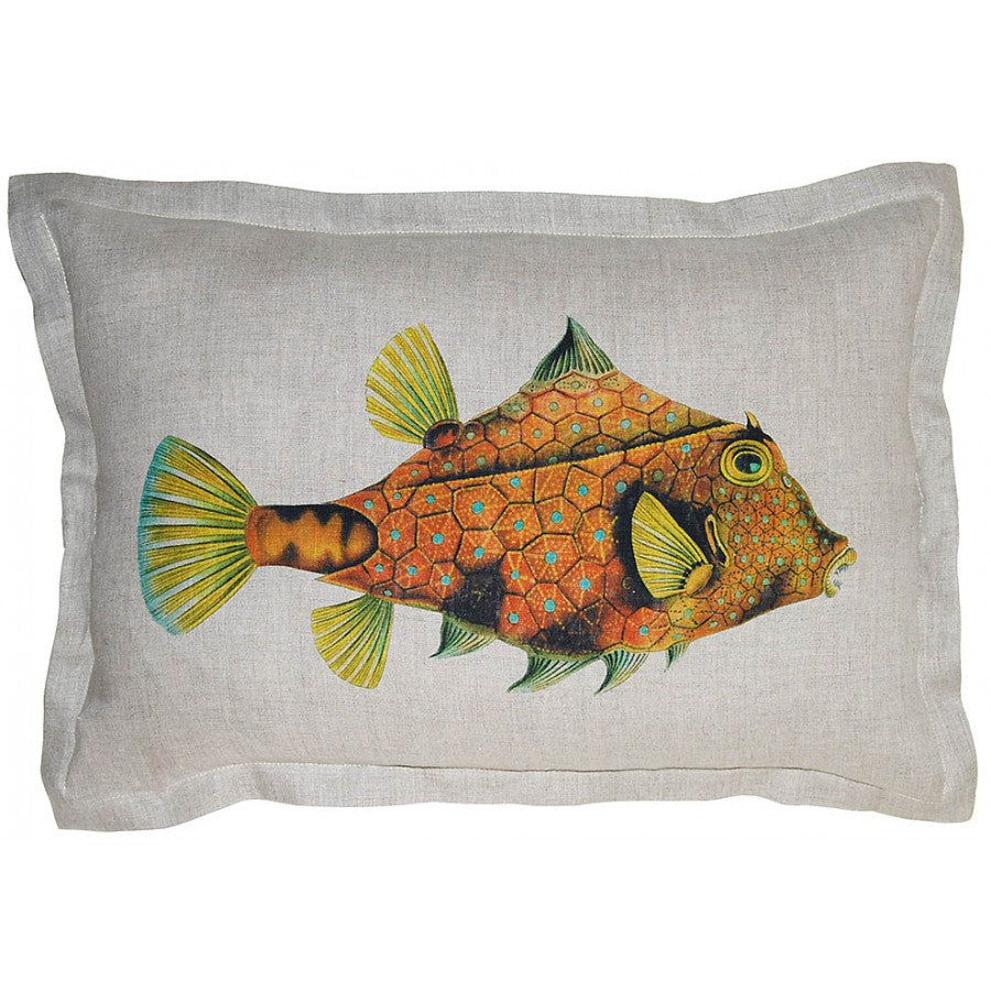 Colorful Printed Fish Linen Throw Pillow,throw pillow,Adley & Company Inc.