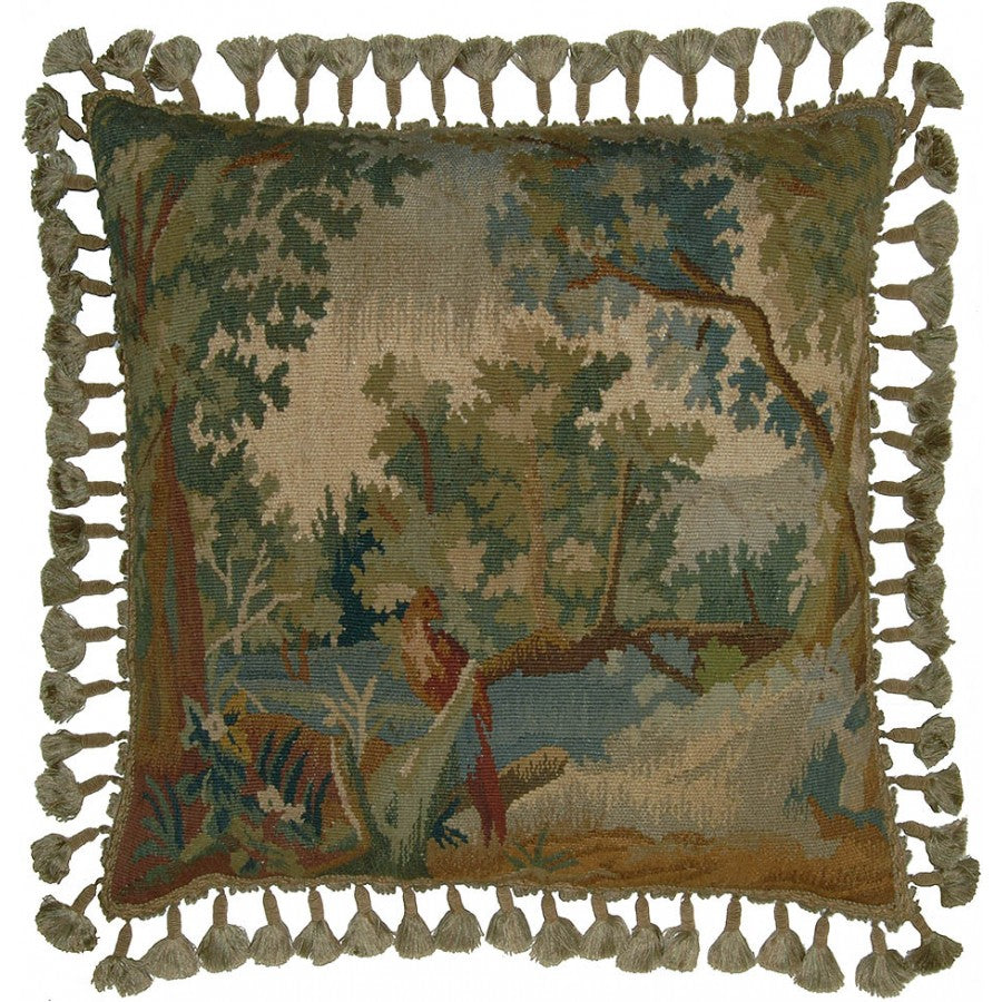 Traditional Wool Aubusson Accent Cushion
