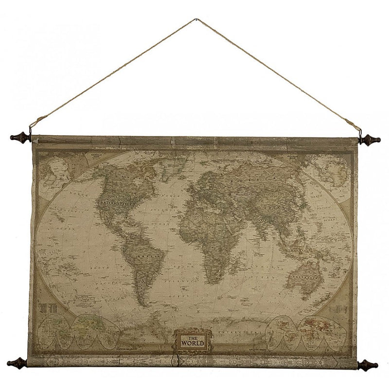 Antiqued World Map Canvas Wall Tapestry,tapestry,Adley & Company Inc. 