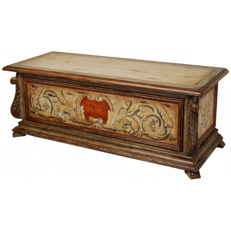 Hand Painted Wood Bench with Storage,storage trunk,Adley & Company Inc.