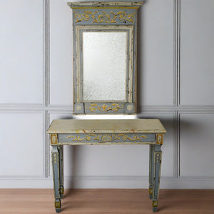 Sea Blue French Style Console and Mirror Set,console table,Adley & Company Inc.