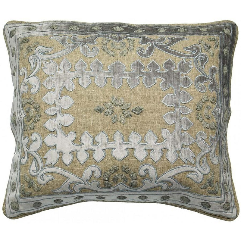 Velvet Applique Linen Decorative Pillow,accent pillow,Adley & Company Inc.