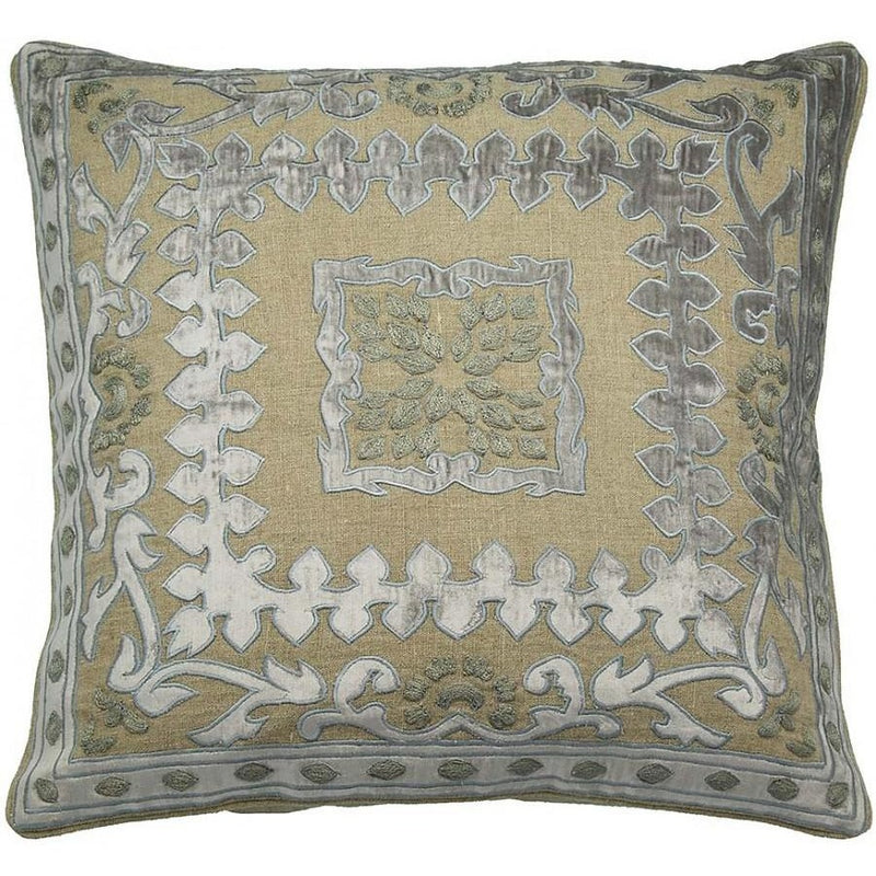 Velvet Applique Linen Decorative Pillow,throw pillow,Adley & Company Inc.
