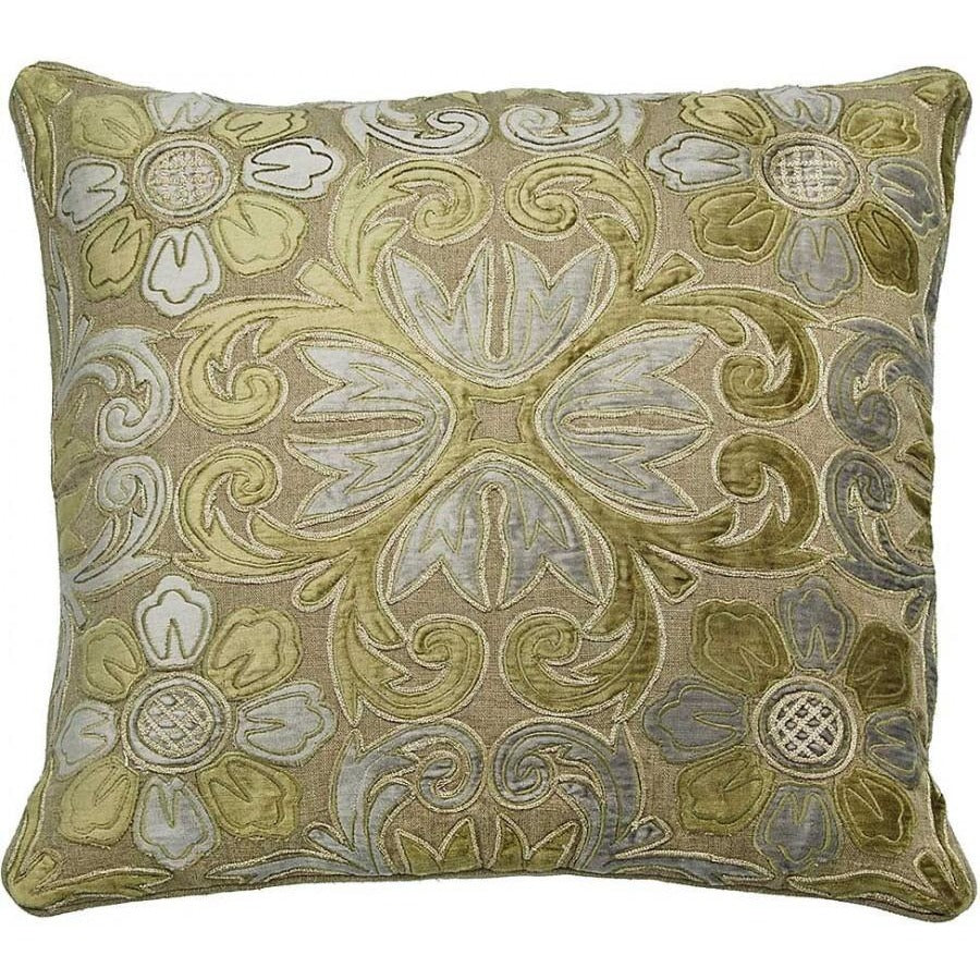 Golden Velvet Applique Accent Pillow,accent pillow,Adley & Company Inc.