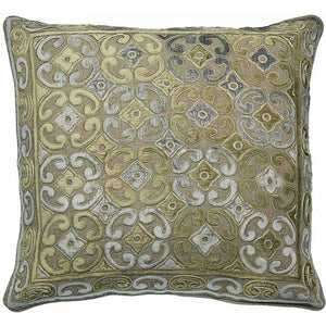 Golden Velvet Applique Accent Pillow,throw pillow,Adley & Company Inc.