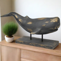 Large Blue Whale on Pedestal, Set of 2,blue whale,Adley & Company Inc.