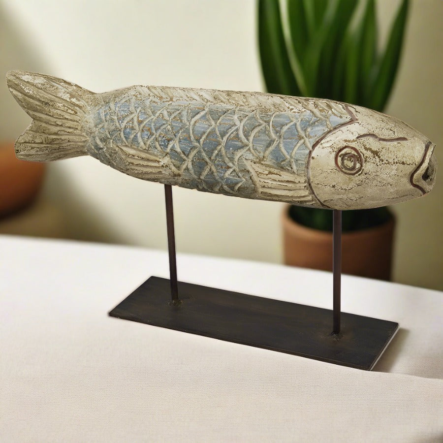 Decorative Carved Fish on Stand, Set of 2 – Adley & Company