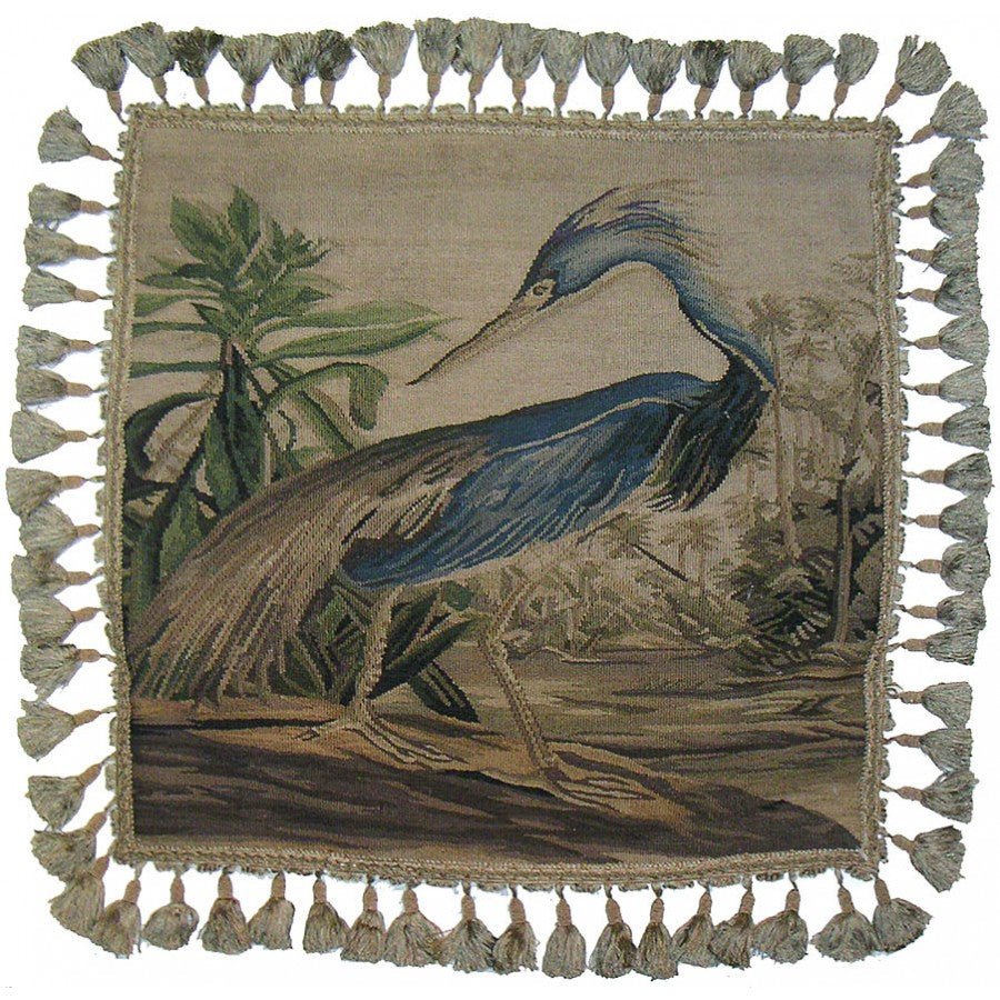 Bird Aubusson Tapestry Throw Pillow