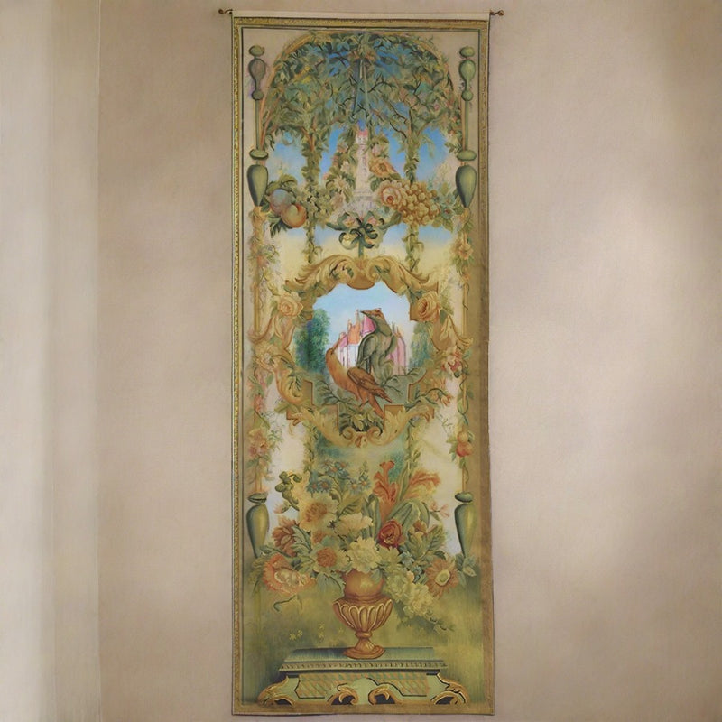 Hand Woven Aubusson Wall Tapestry with Tropical Birds