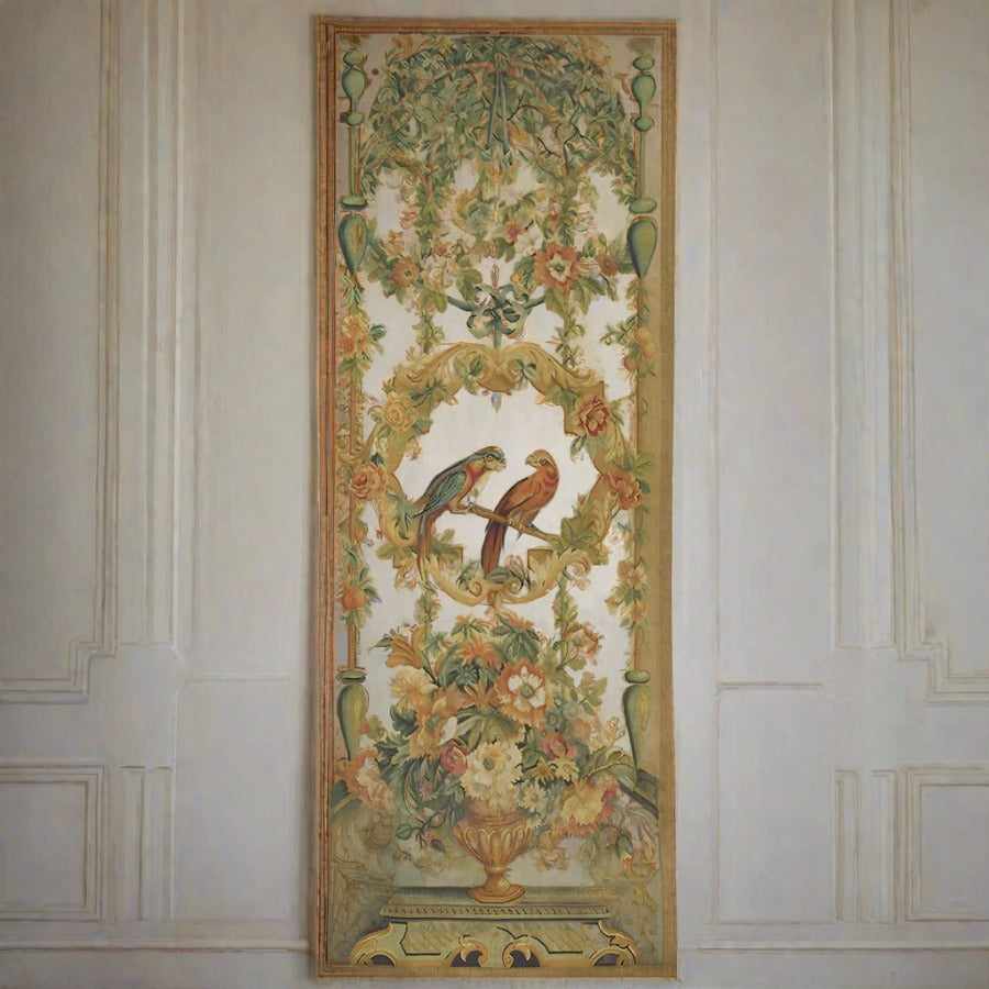 Hand Woven Aubusson Wall Tapestry with Tropical Birds