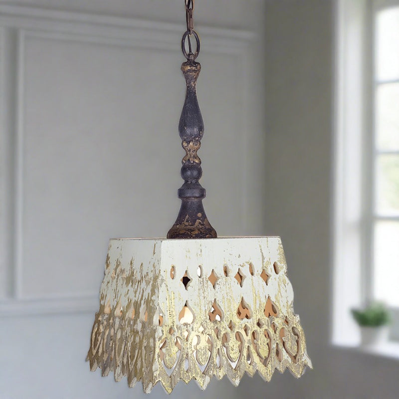 Lacey White and Gold Pendant Chandelier