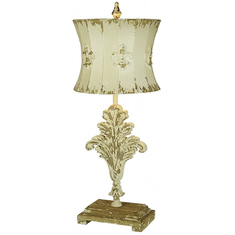 Eliza Hand Carved Wood and Metal Table Lamp