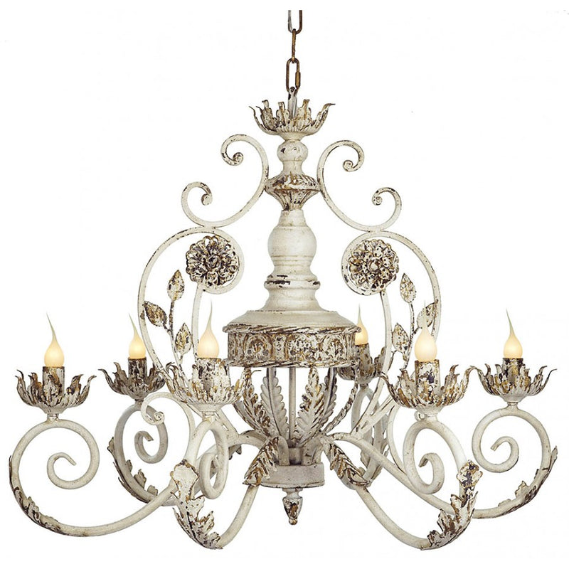 Antique Style White & Gold Metal Chandelier,chandelier,Adley & Company Inc.