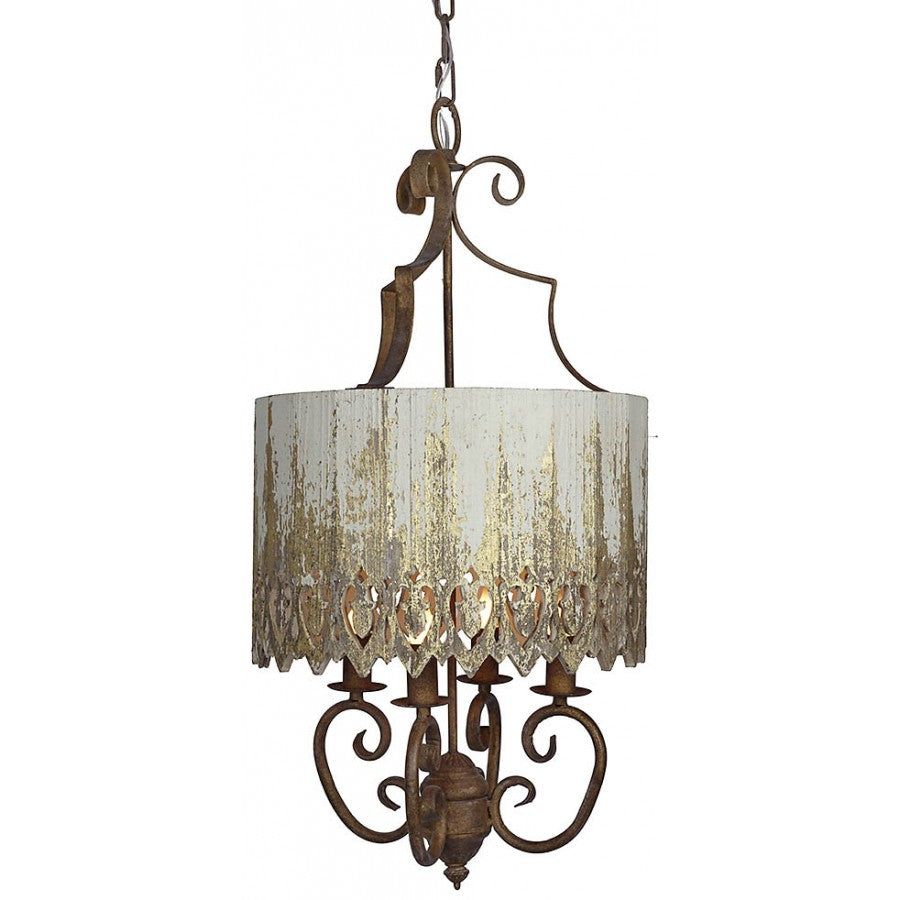 White and Gold Wood Metal Ceiling Pendant Light,hanging lamp,Adley & Company Inc.