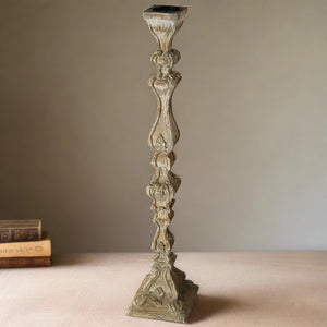 Tall Hand Carved Wooden Floor Candle Holder,candle holder,Adley & Company Inc. 