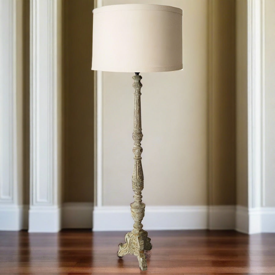 Hand Carved Wooden Floor Lamp,floor lamp,Adley & Company Inc.