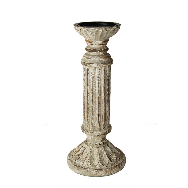Olympia Hand Carved Wood Candle Holder