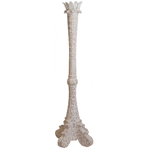 Carved Wood Floor Candle Holder