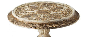 Hand Carved Wood Pedestal Accent Table,accent table,Adley & Company