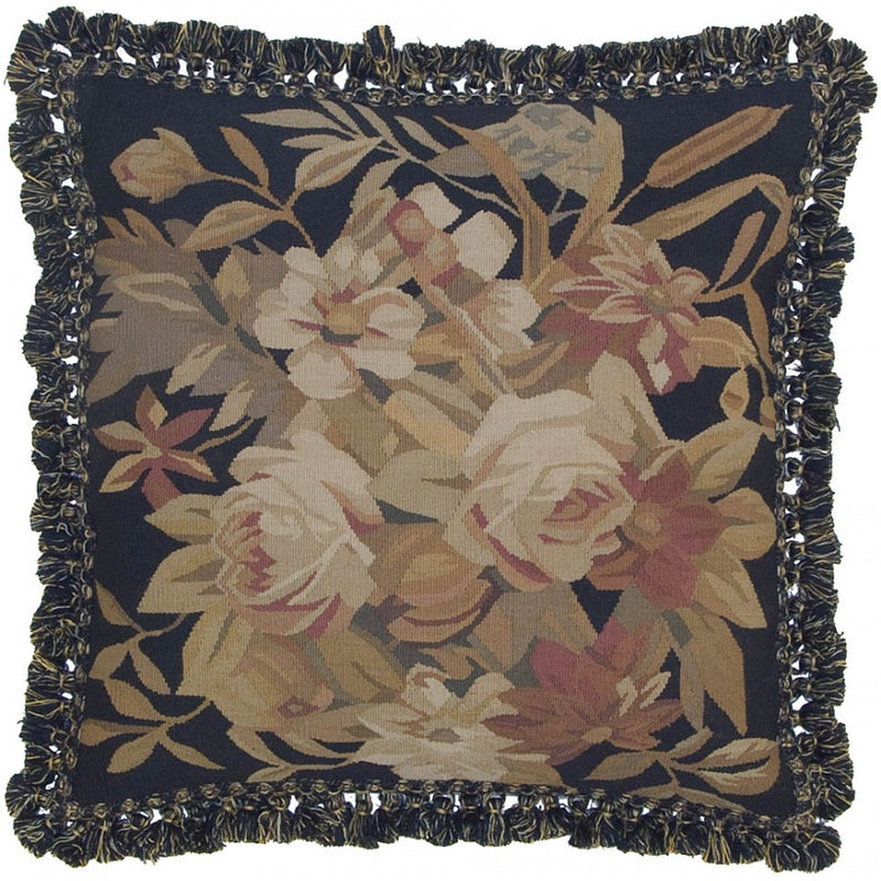Floral Aubusson Down Filled Cushion,throw pillow,Adley & Company Inc.