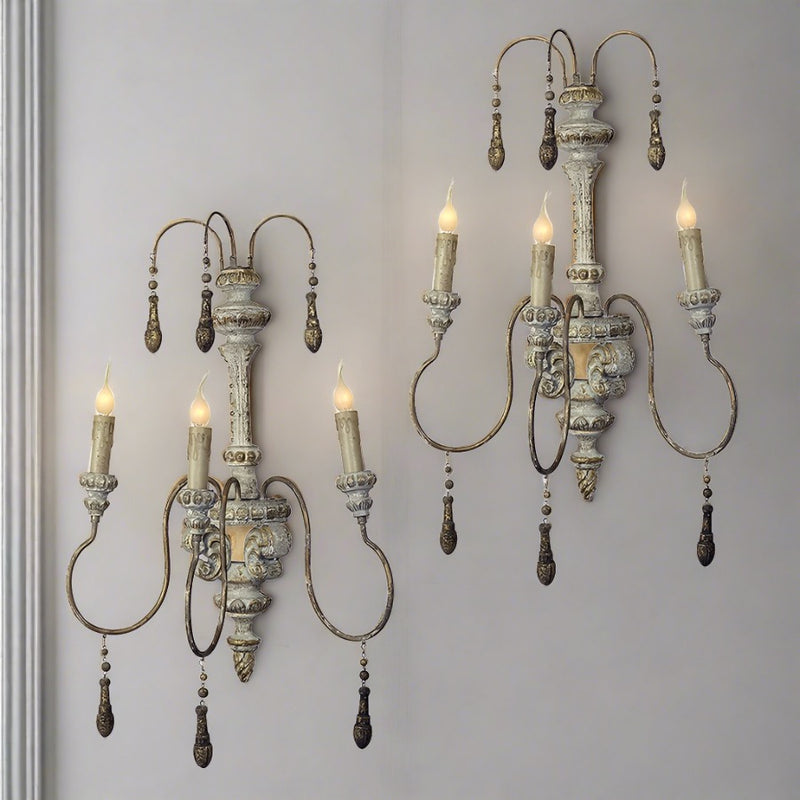 Wendover Hand Carved Wood Wall Sconces, Set of 2.