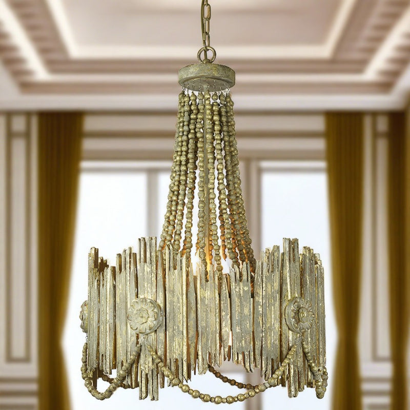 Antiqued Gold Wood Carved Chandelier,chandelier,Adley & Company Inc.