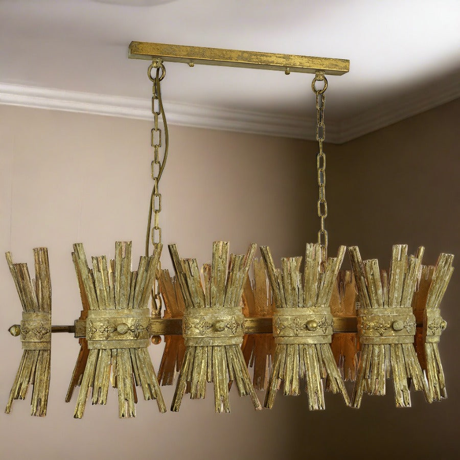 Antique Gold Wooden Pendant Chandelier,hanging lamp,Adley & Company Inc.