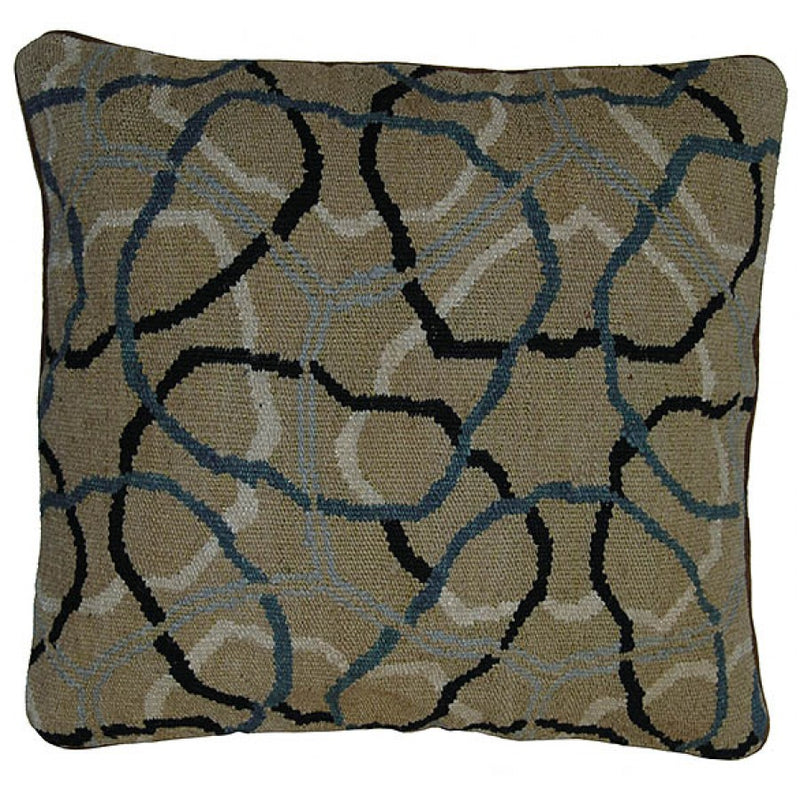 Abstract Marine Blue Waves Tapestry Cushion